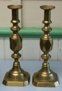 Ace of Diamonds Brass Candlesticks